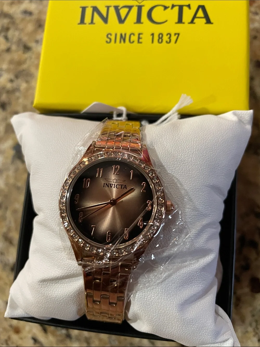 Invicta Celestial Women’s Rose Gold Watch with Brown Sunray Dial